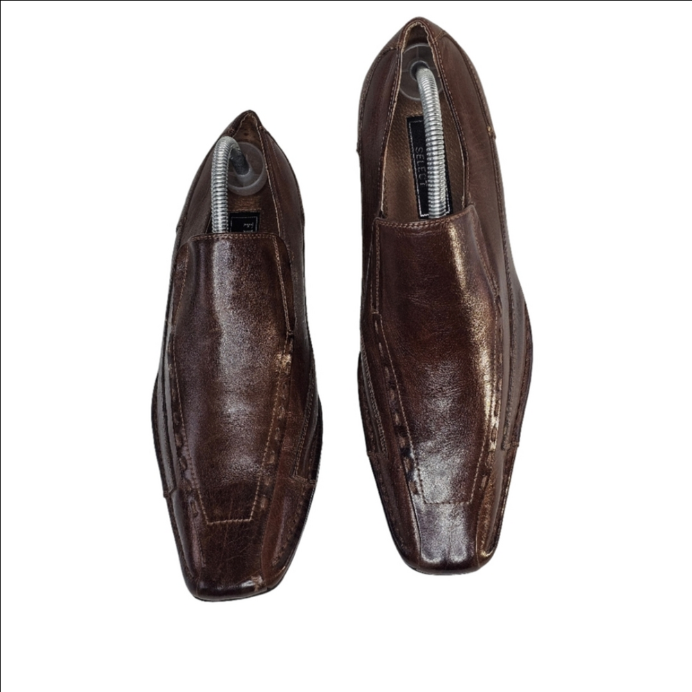 Fratelli Select Brown Leather Square Toe Loafers, Men's Size 8.5M